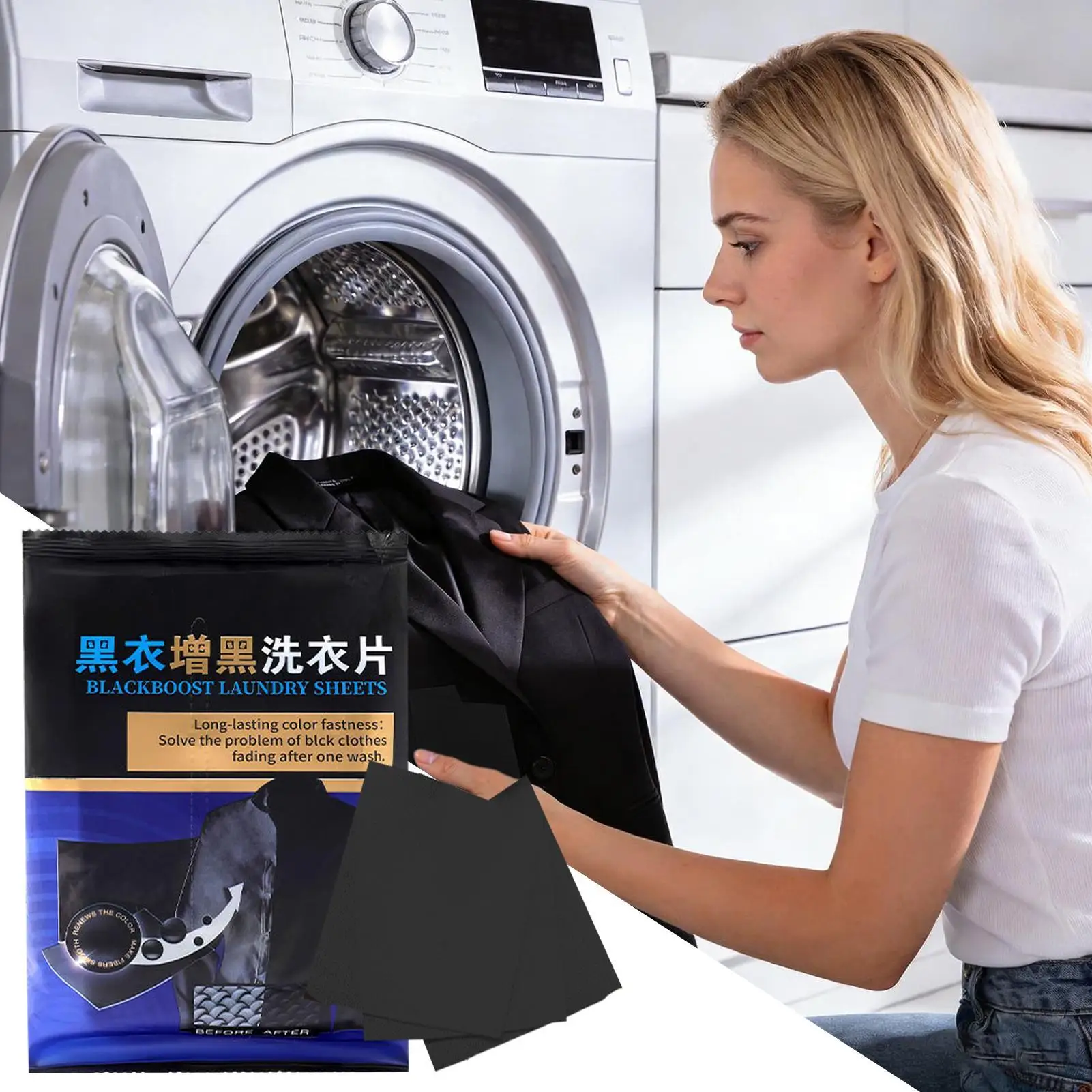 50Pcs Clothing Brightening Sheets Laundry Black Color Enhancer Sheets Prevents Fading for Dark Black Fabrics Improving Color