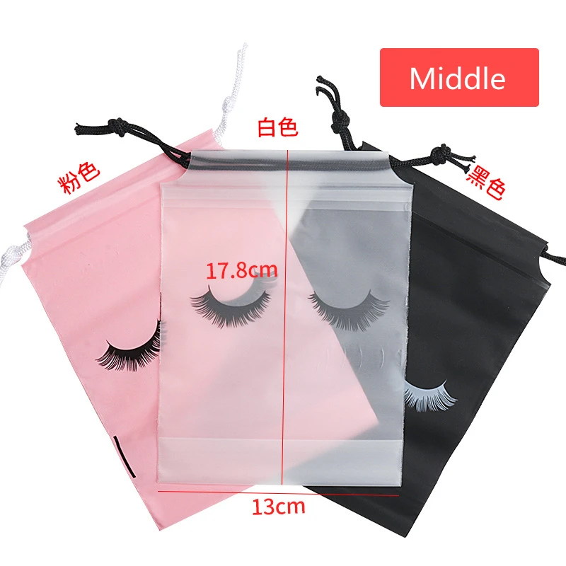 10PCS Eyelash Extension Drawstring Bag Reusable Plastic Aftercare Bags Lashes Lipstick Travel Pouch Beauty Salon Makeup Tools