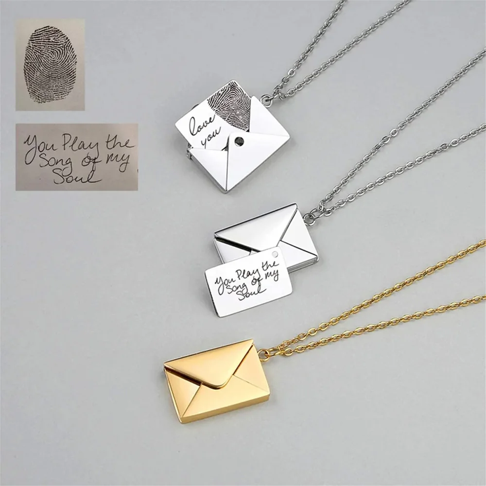 

Personalise Custom Engraving Love Letter Women Necklaces Fashion Envelope Pendant Stainless Steel Necklaces Couples Jewelry Gift