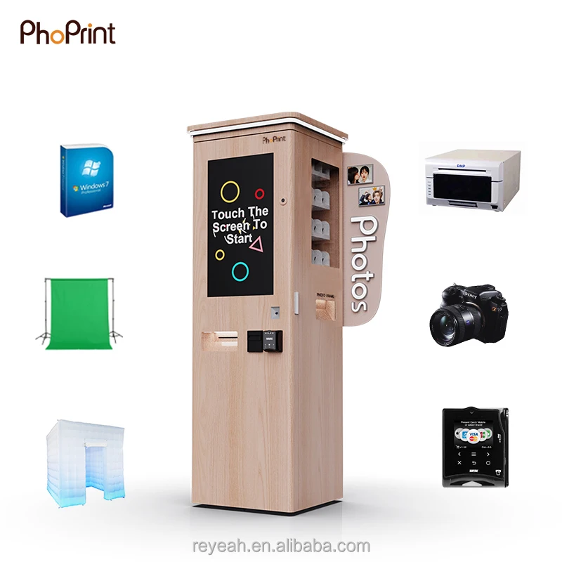 Phoprint بيع المصنع مباشرة مركز التسوق صور كشك Led إطار الدفع كابينة تصوير مع قارئ البطاقات
