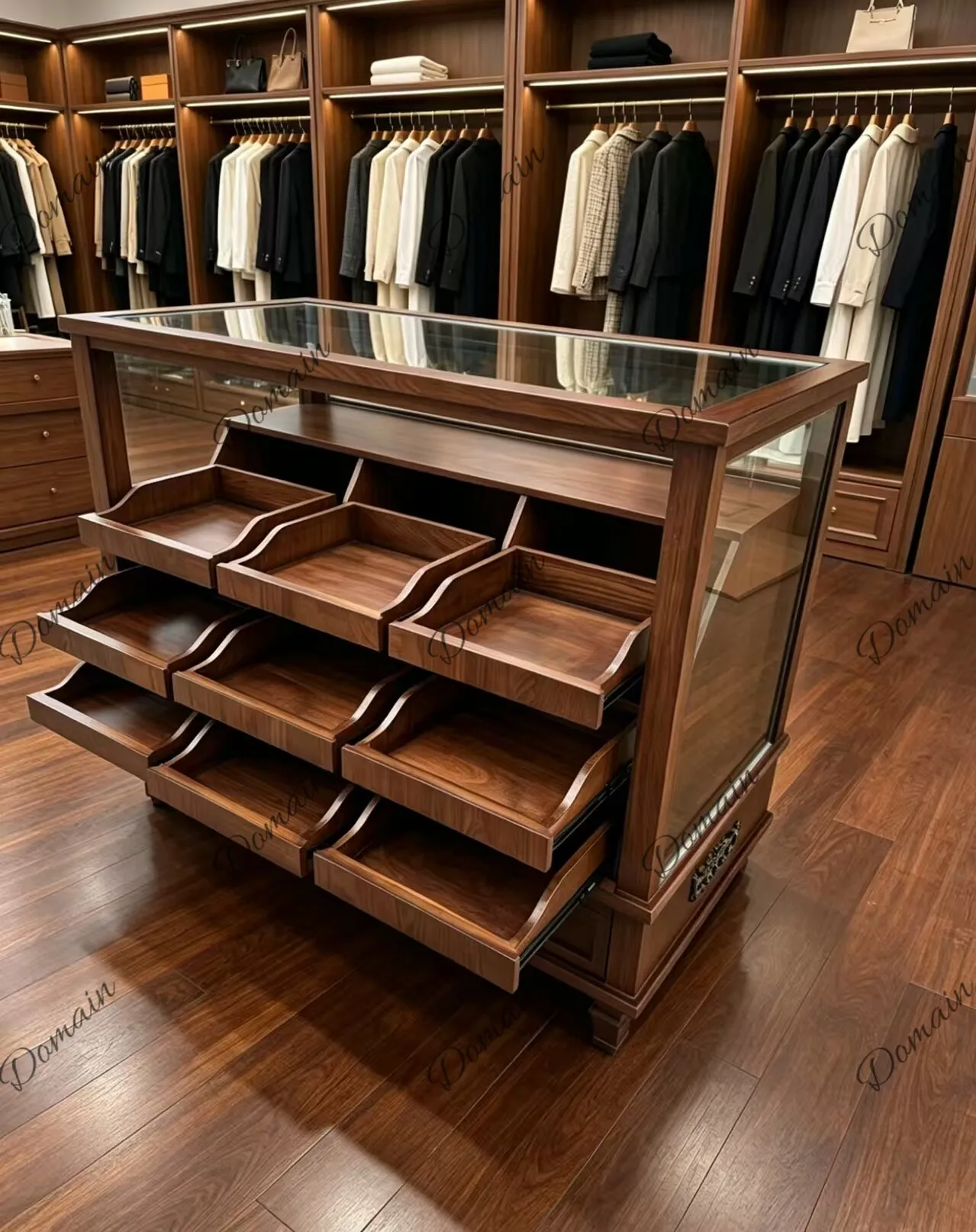 Clothing store Nakajima display cabinet Nakajima platform flowing water platform retro jewelry display cabinet
