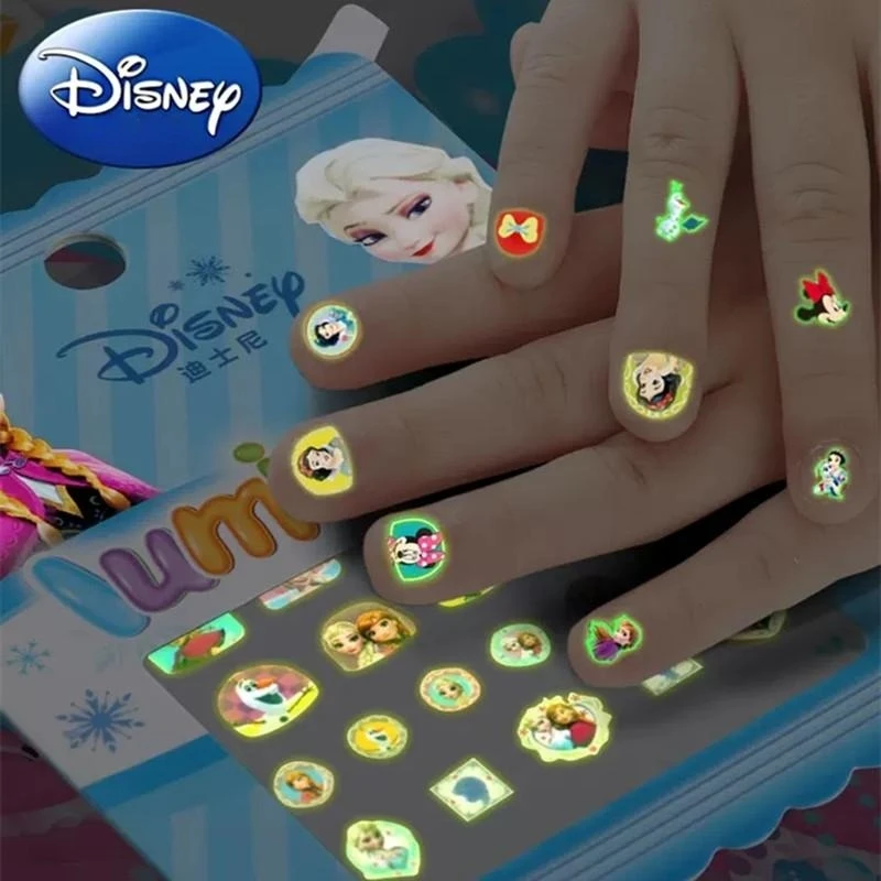 Disney Princess Lichtgevende nagelstickers Frozen Sophia Minnie Mouse Wiinie de Poeh Glow In Dark nagelstickers meisje cadeau