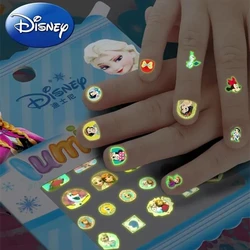 Disney Princess Luminous Nail Stickers Frozen Sophia Minnie Mouse Wiinie the Pooh Glow In Dark Nail Stickers Girl Gift