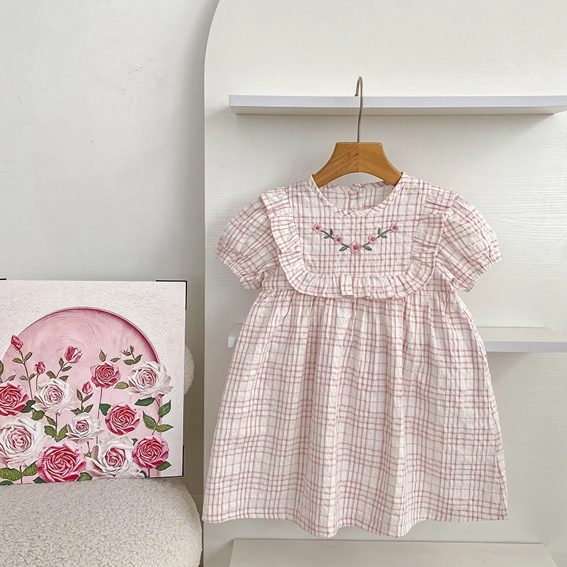 2026 Sommer-Schwesterkleidung 0-24M Baby Mädchen Kurzarm-Body mit Gitter-Stickerei 2-6 Jahre Süße Partykleider für Kinder – Detail 16