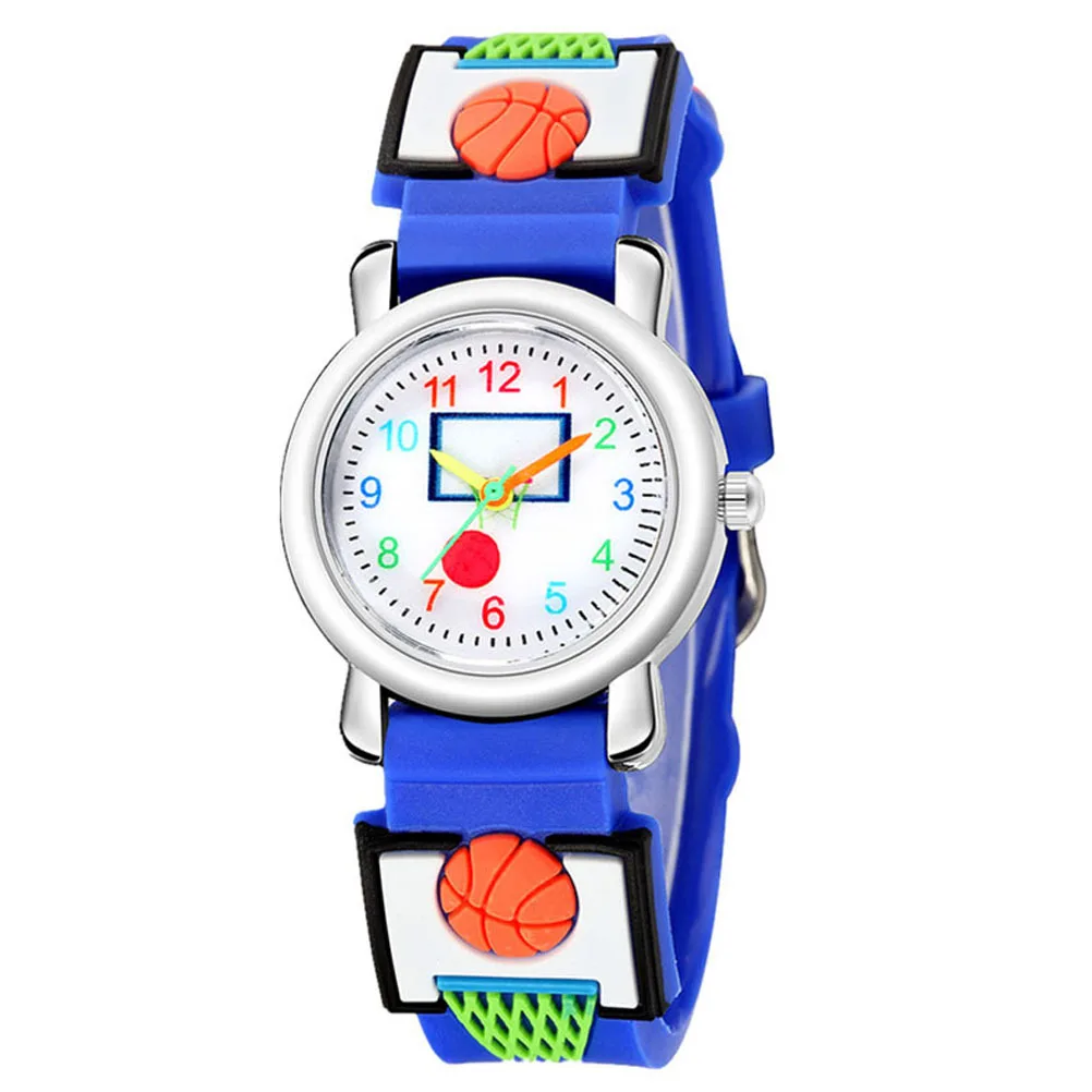 3D Cartoon Kids Watch Basketball Wristwatch Durable Comfortable Strap Adorable Gift for Children 3-12 Years Easy Time Reading