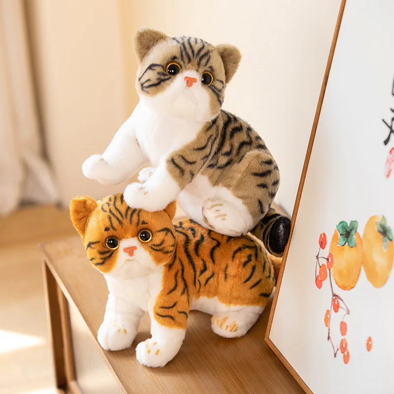 Big Face Garfield Cat Doll Simulated Animal Plushie Stuffed Like Real Striped Three Colors Plush Little Kitten Peluche Kids Gift