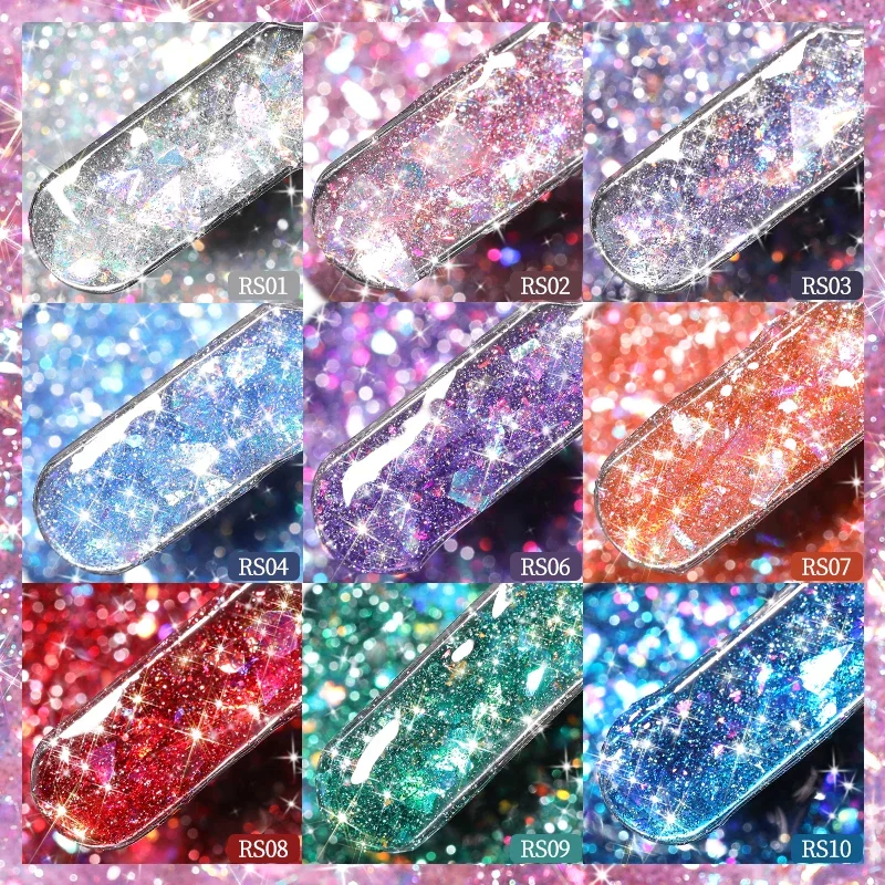 BORN PRETTY Odblaskowy żel z cekinami - Sparkle Bling Srebrny różowy żel do paznokci UV LED