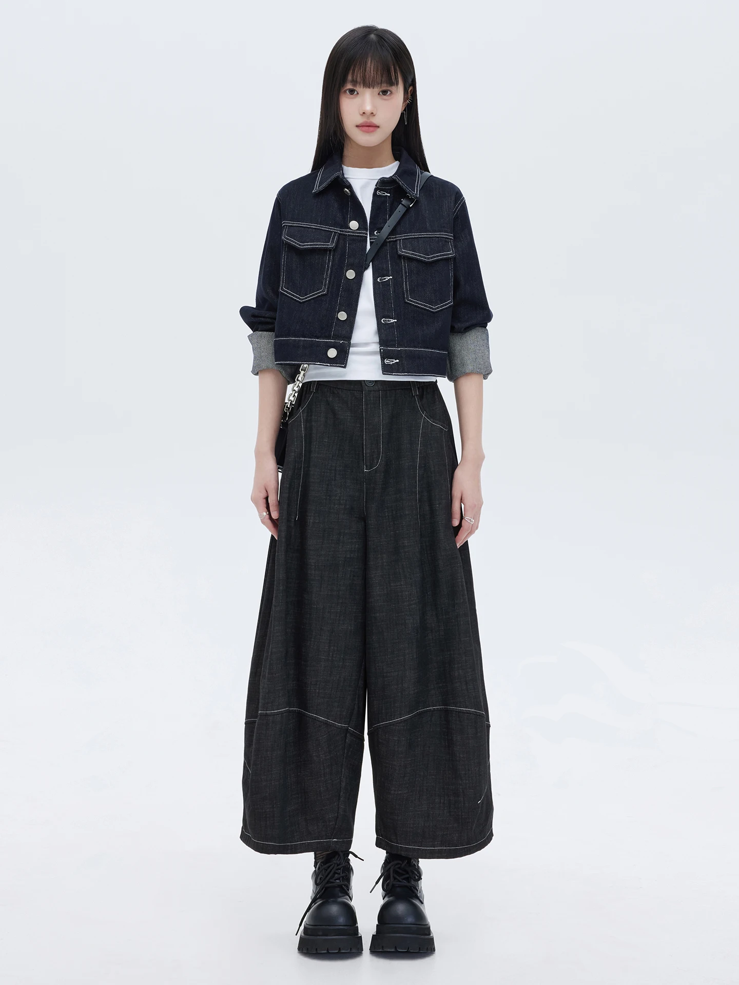 

Женские повседневные брюки с высокой талией и широкими штанинами, прямого кроя, черные, под деним, плиссированные, с высокой талией, облегающие, модные, весенние