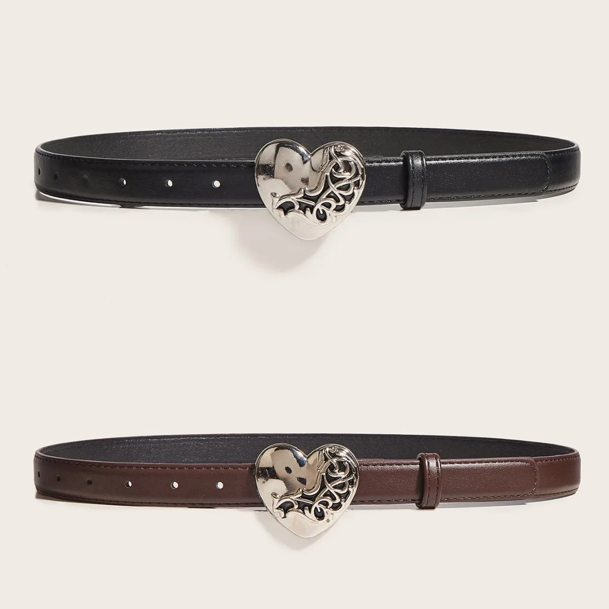 حار بيع جديد معدن القلب مشبك حزام تنوعا بسيطة وغير رسمية الرجعية حزام المرأة الديكور حزام الجينز الاتجاه #2