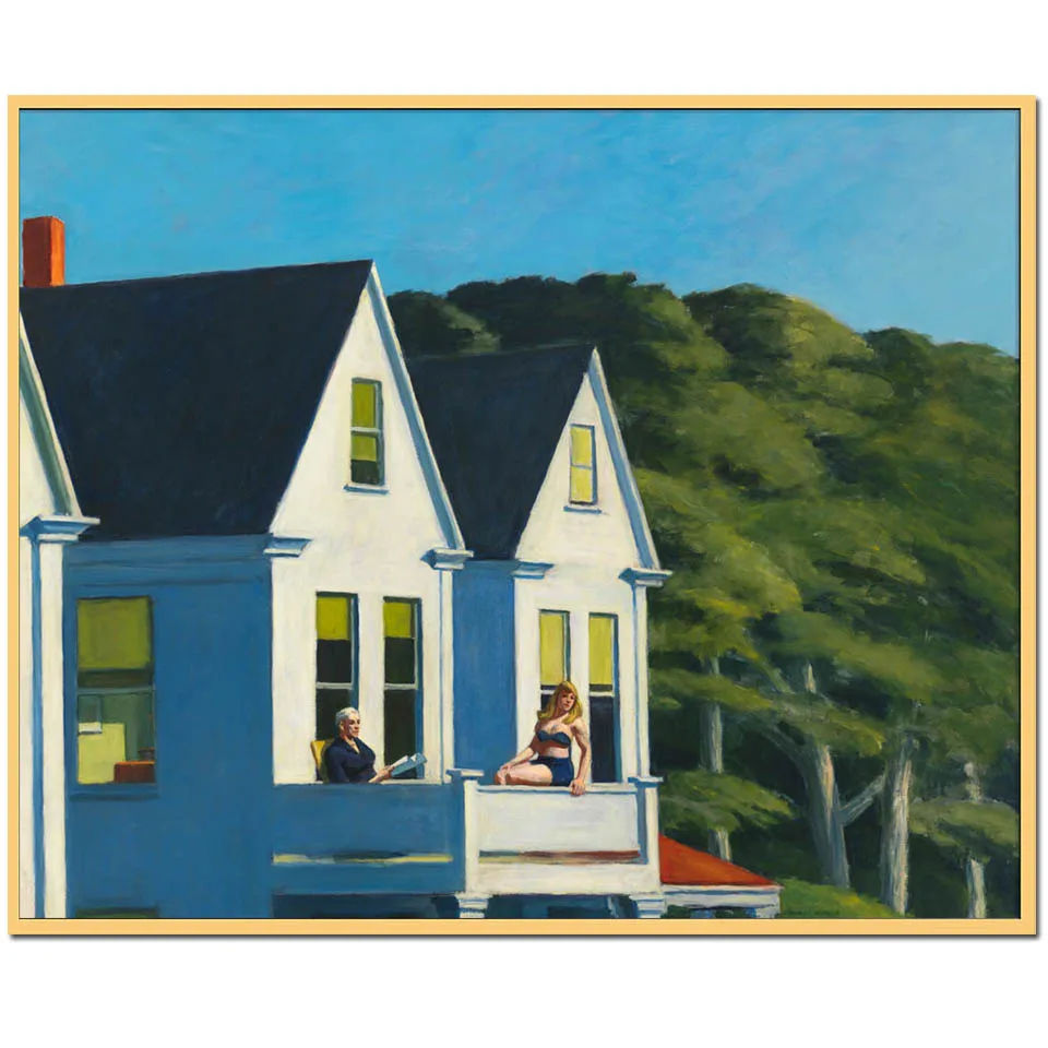 and painted high quality reproduction of Second Story Sunlight by Edward Hopper Wall Picture For Living Room,Home Decorations