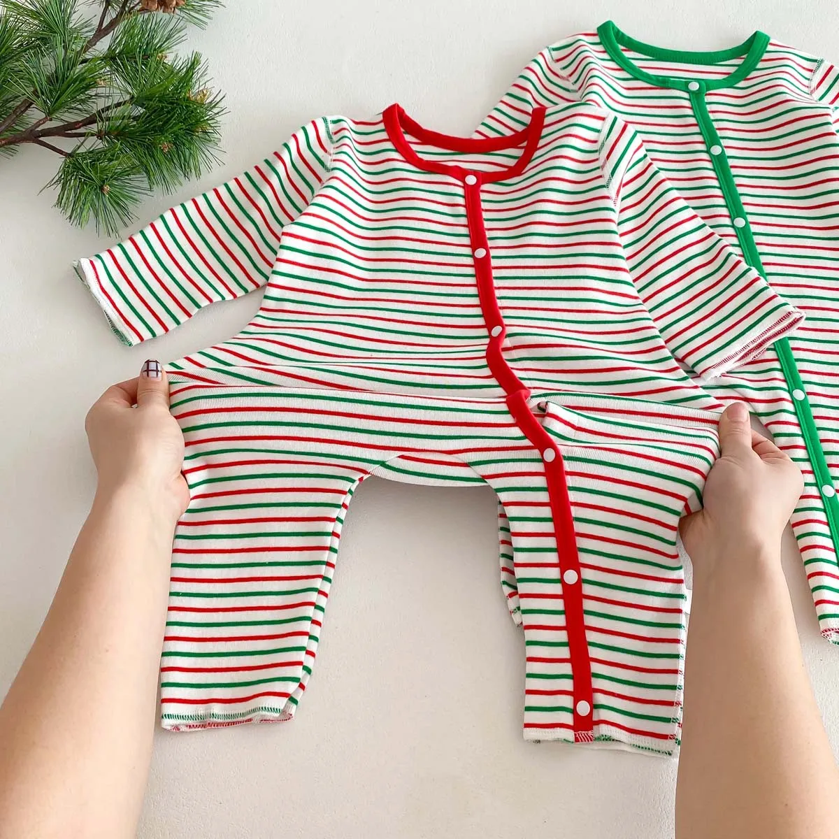 Baby Clothing 2024 Autumn Infant Boys Striped Romper Long Sleeve Jumpsuit Newborn Baby Christmas Onesies And Hat Outfits