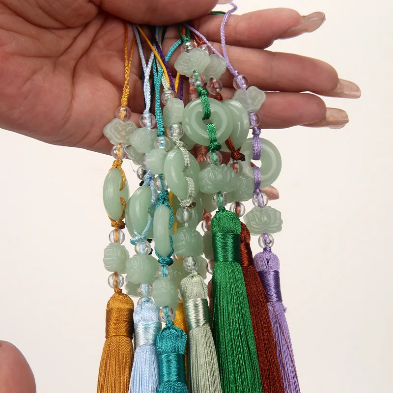 Beautiful Retro Tassels Chinese Style Jade Ring Tassels Bookmark Keychain Pendant Home Decorations