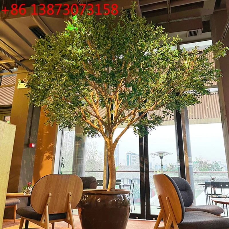 Simulated olive tree Large floor-to-ceiling bionic green plant Indoor and outdoor landscape decoration Window landscaping