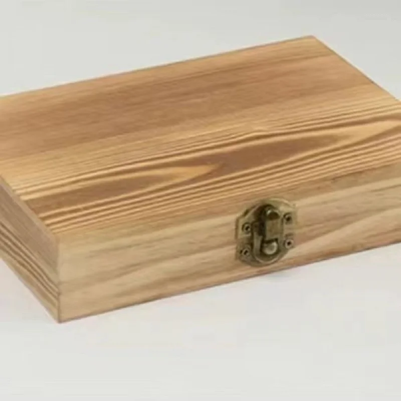 Caja de madera de color nogal negro con cerradura, cubierta abatible de escritorio de identificación Rectangular, estilo chino, estuche de almacenamiento de estilo antiguo de madera para el hogar