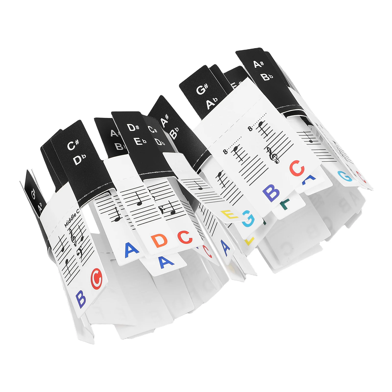 

1Set Plastic Piano Keyboard Stickers 88-Key Colorful Labels Removable Note Guide Beginner Learning Tools Piano Accessories