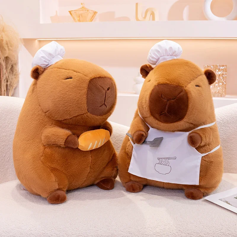 28-50 cm Koch Capybara Plüsch Simulation Bäcker Kapibala Anime Flauschiges Spielzeug Niedliche Brotpuppe Kuscheltiere Weiche Puppe Weihnachtsgeschenk