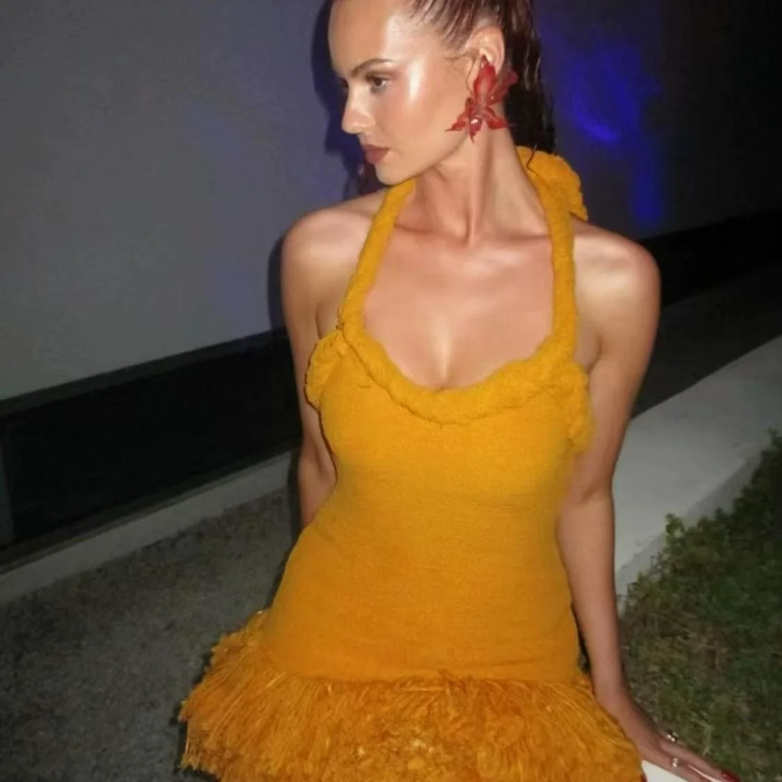 Handgewebter geflochtener Seilfransen Dr. Sexy Bal Rock mit hoher Taille ohne Sve Damen Autumn Faion Dr