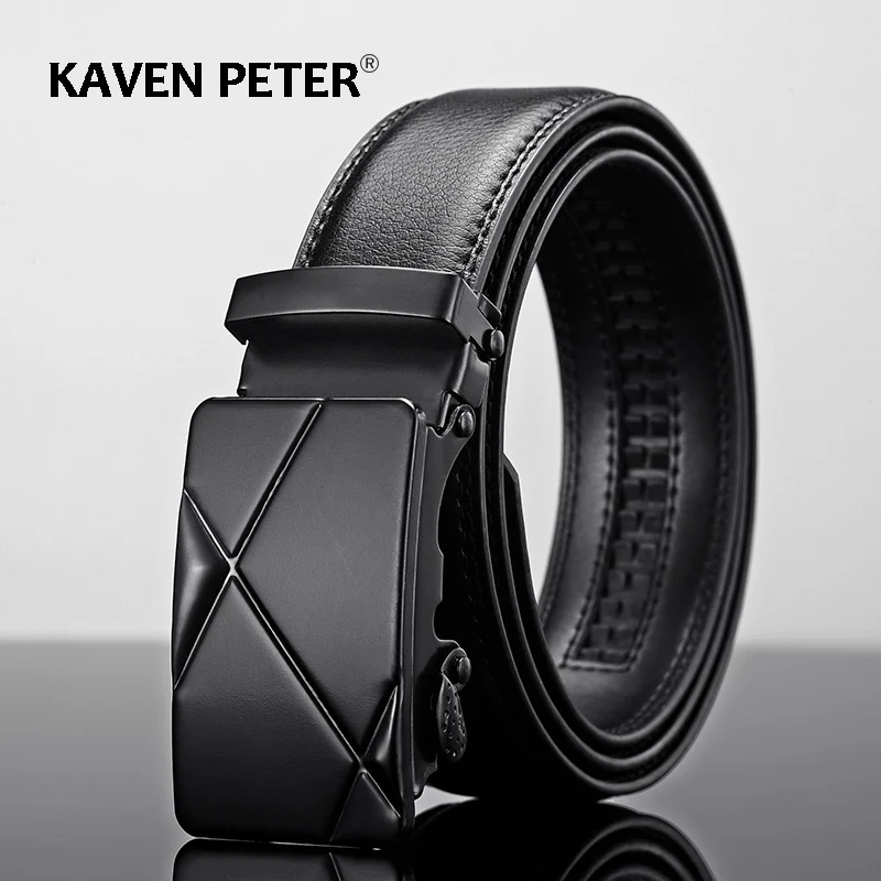 Fivela automática metal cinto de couro masculino, couro preto PU Strap, marca famosa, luxo, trabalho, negócios, alta qualidade