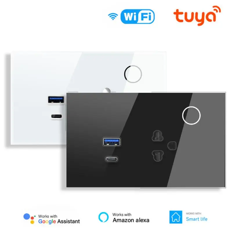 

WIFI Tuya Smart Thailand Socket USB TYPE-C Plug Outlet Power Touch Vietnam Wall Socket Support Alexa Google Home Smart Life