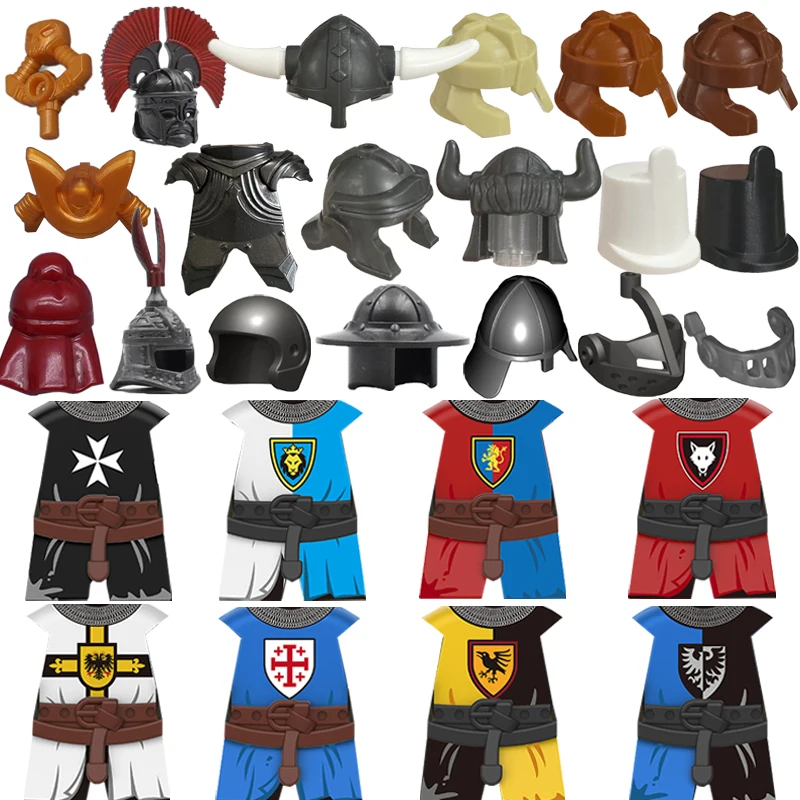 

MOC Medieval Castle Knight Armor Figure Parts Building Blocks Temple Black Eagle Knight Warrior Weapons Accessory Bricks Toy T01