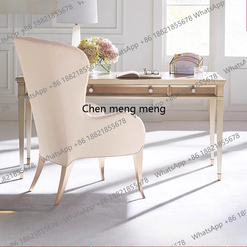 American solid wood modern writing desk neoclassical desk book chair Hong Kong style light luxury desk writing