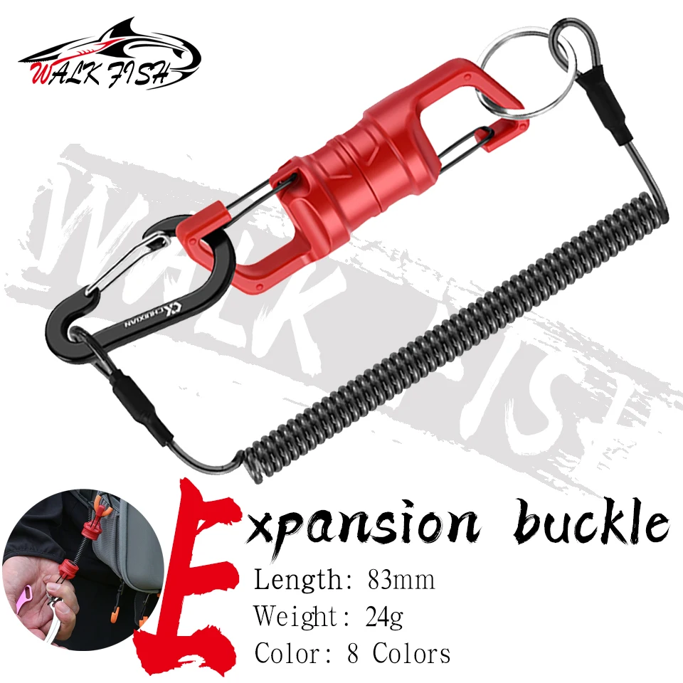 WALK FISH Magnetischer Netzhalter mit Anti-Drop-Seil und Spiralschnur für Fliegenfischen – Starker Magnet-Karabiner mit Schnellverschluss