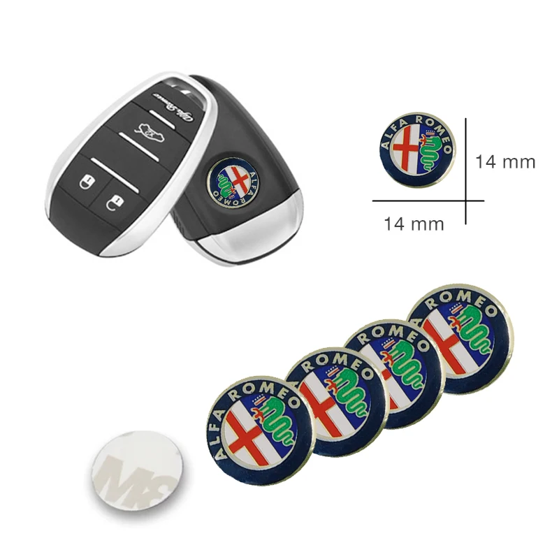 5Pcs Aluminium Metal Car Key Emblem Stickers For Alfa Romeo 156 159 147 4C 8C 166 Giulia Giulietta Mito Stelvio Spider GT