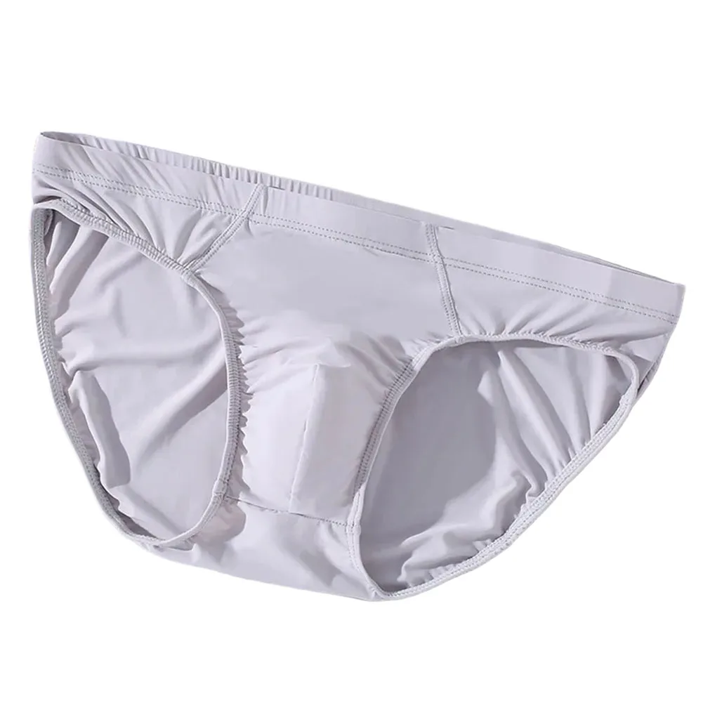

Men Solid Color Ice Silk Underwear Brief Sheer Extreme Men's Panties Low Waist Lingerie Ultra Hot Quick-Drying Underpants Bikini