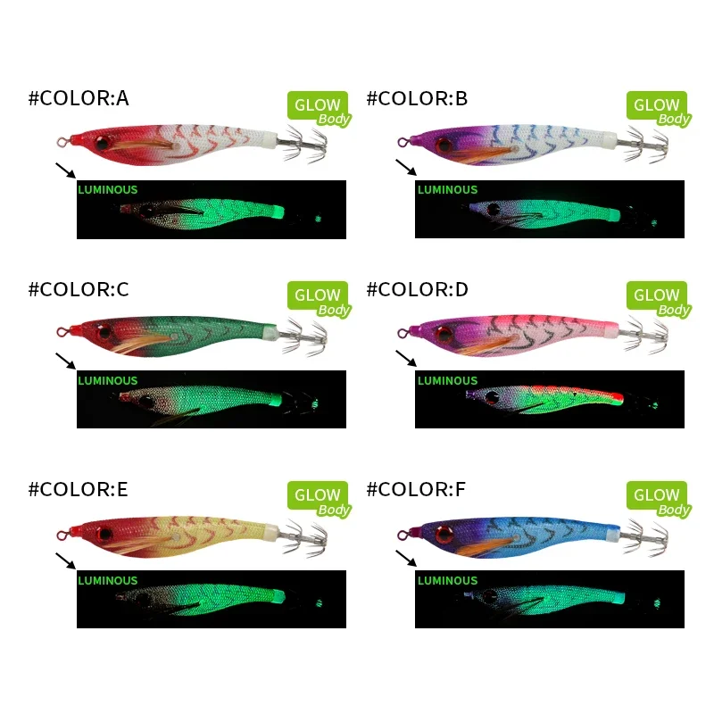 99 مللي متر 6.5 جرام أفقي خشبي الروبيان الحبار الطعم مضيئة Egi الحبار الصيد إغراء الأخطبوط الحبار البحر الصيد المسار