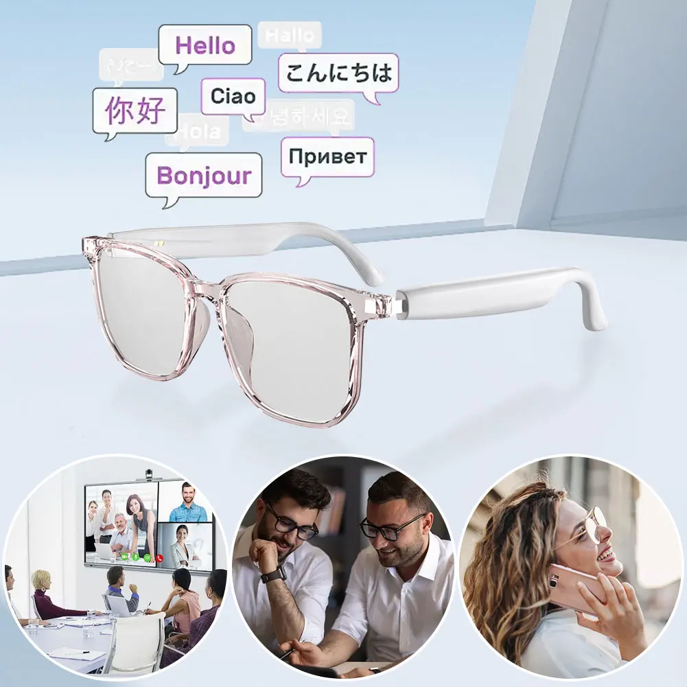Translation Device 75 Languages Translator Glasses Bluetooth Earphones Smart Call Music Translation Audio Glasses for Sports