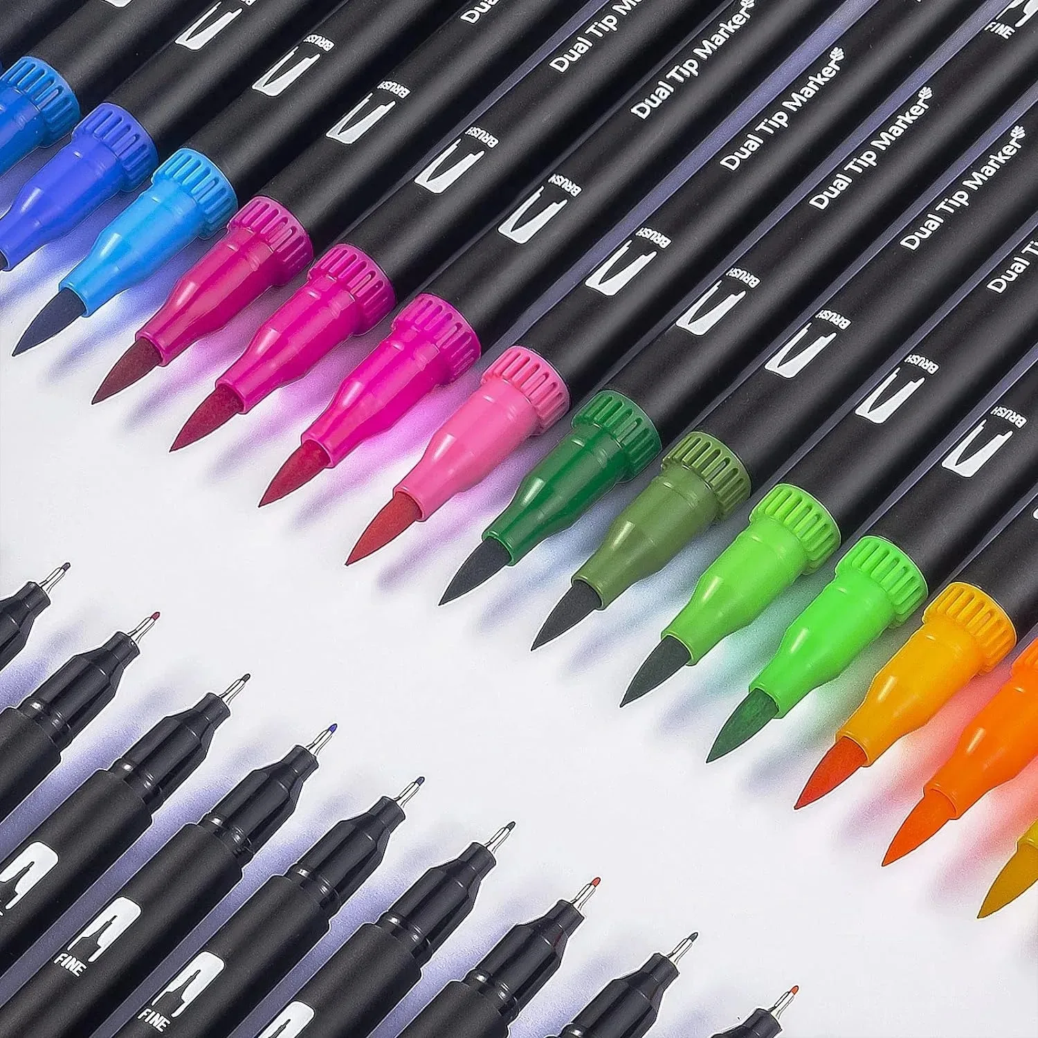 Dual Brush Marker Pens 12/24/36/48/132 Colors Art Markers with Fine and Brush Tip Coloring Markers for Painting Art Supplies