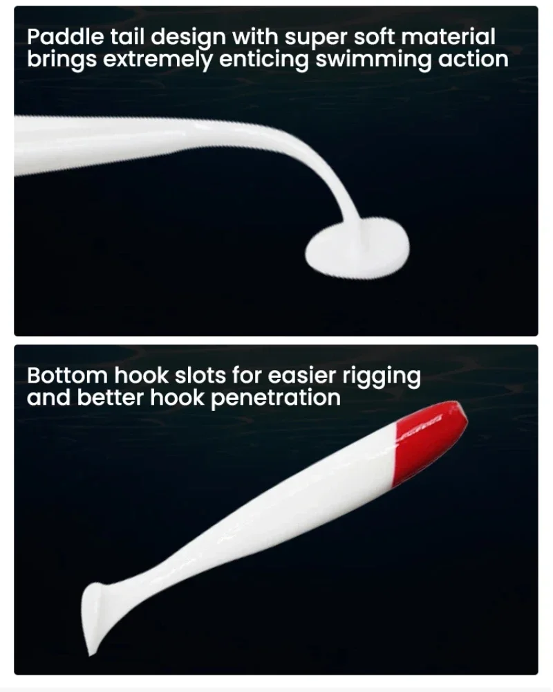 10/20/50 قطعة T الذيل دودة الطعم الناعم الأحمر رئيس الأبيض الجسم الطعم 5.5/7/9/12 سنتيمتر بيونيك تحلق الصيد إغراء الاصطناعي سيليكون Wobblers #5