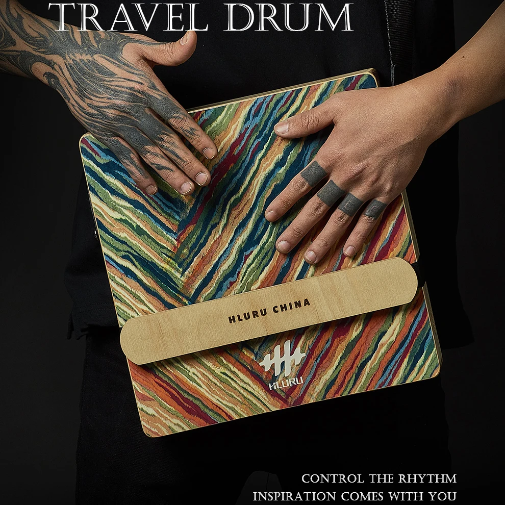 Hluru Wooden Cajon Drum for Trave Portable Box Drum Hand Drum Bango Drum Musical Instrument