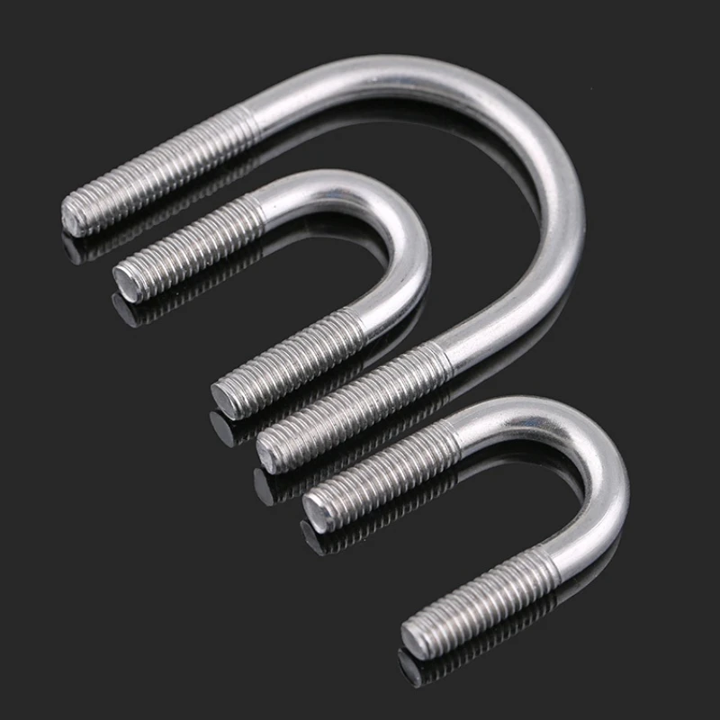 M6 M8 M10 M12 304 A2 Stainless Steel Round Bend U-Bolt U-Screw U-shaped Clamp Pipe Tube Fixing Buckle Clip Strap