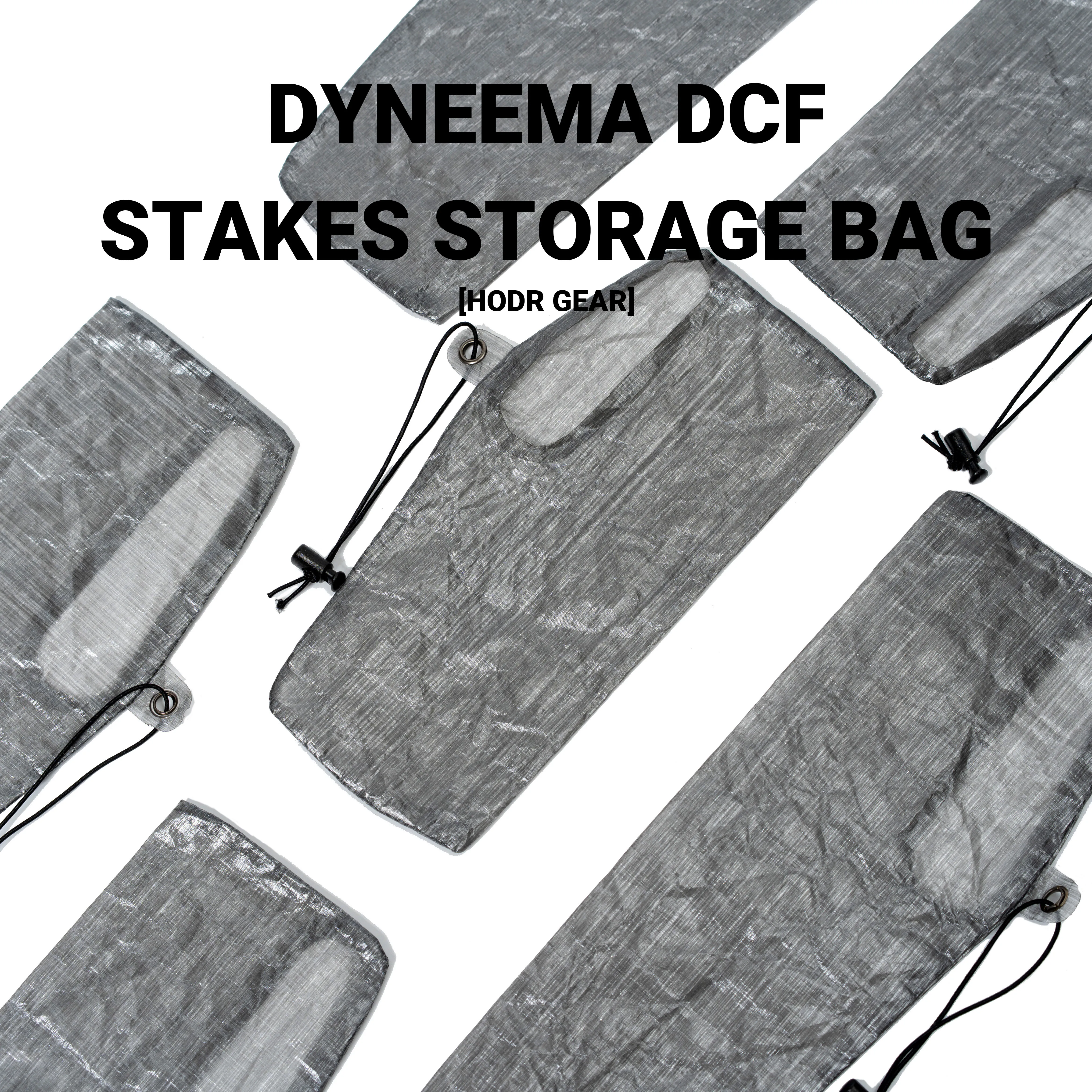 [HODR] Dyneema Ground Pegs Storage Bag 1.43oz Cuben Fiber DCF EDC Gear Stakes Storage Bag Ultralight 3/4g Ground Nail Minimalistyczny