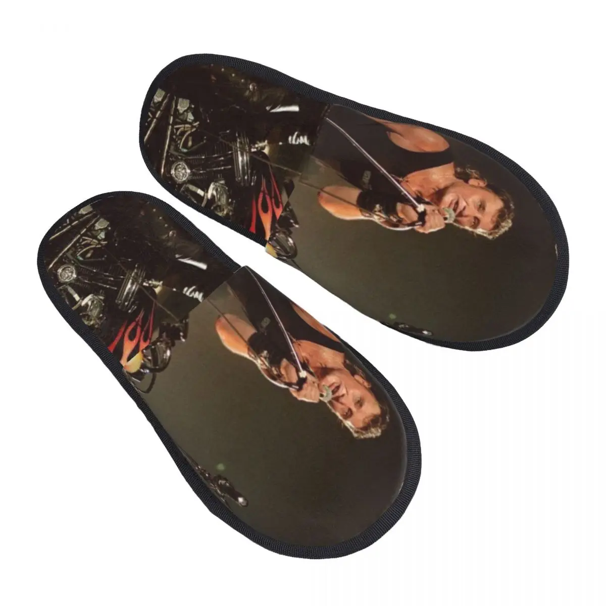 Custom Johnny Hallyday Motorcycle Guest Slippers for Spa Women French Rock Singer House Slipper