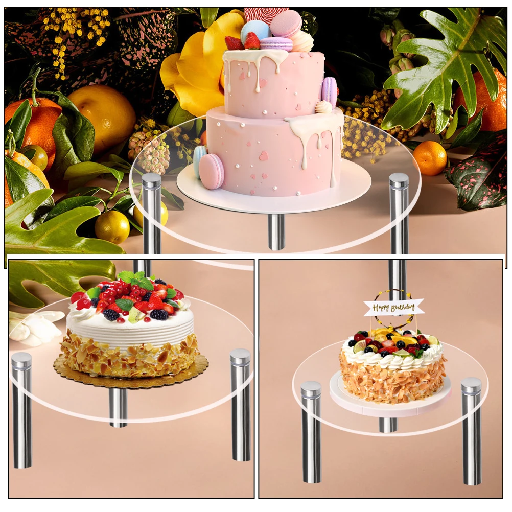 

3 Pcs Acrylic Display Stand Cake Tray Dessert Desktop Stands Wedding Holder Clear Transparent
