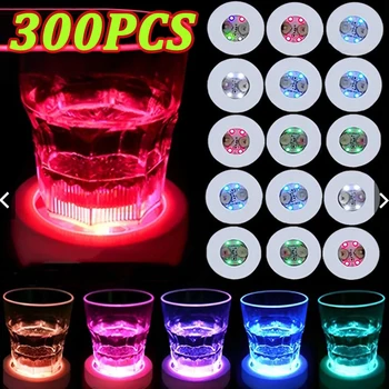 LED 코스터 라이트 업 컵 받침 스티커, 양주 병 음료 야광 컵 매트, 바 클럽 파티, 자동차 웨딩 꽃병 장식, 1 개, 10 개, 20 개, 350 개