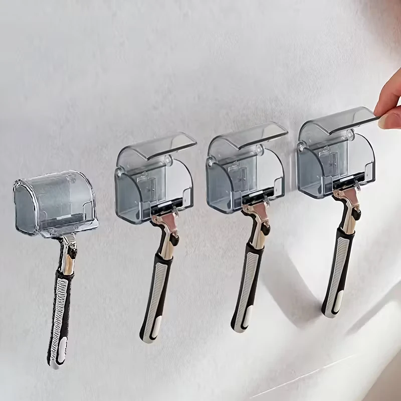 Waterproof and Dustproof Glue Razor Holder Wall-Mounted Bathroom Shower Hook Rack Gillette Razor Holder