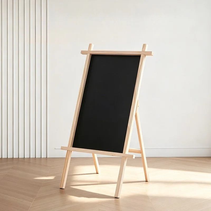 Wooden Display Stand Foldable Chalkboard Easel Poster Stand Vertical Handwritten Sign Kids' Drawing Easel Art Supplies