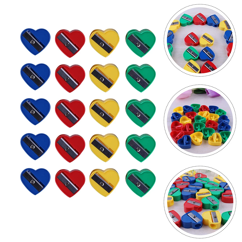 

60pcs Pencil Sharpener Heart Shape Eyebrow Lip Liner Sharpening Tool Portable Mini Student Stationery Accessory