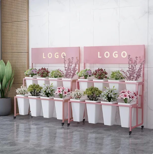 

A Movable Flower Stand, A Special Display Stand For Buckets In Flower Shops, And An Iron Multi-layer Flower Wedding Stand