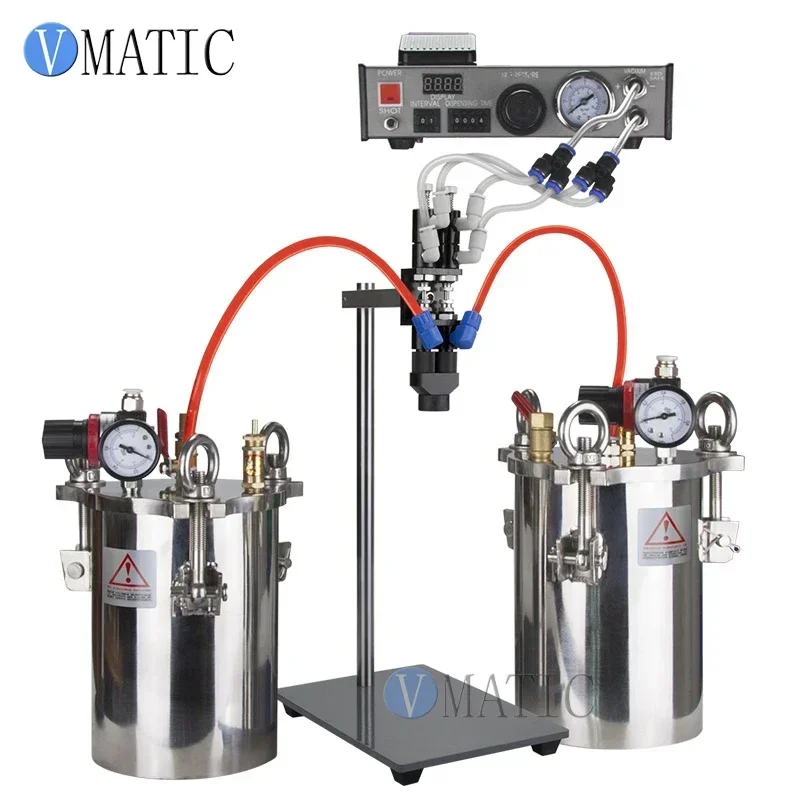 Automatic AB Epoxy Resin Glue Dispenser Machine | Dual Chamber Stainless Steel Mixing Controller with Pressure Tank & Valve