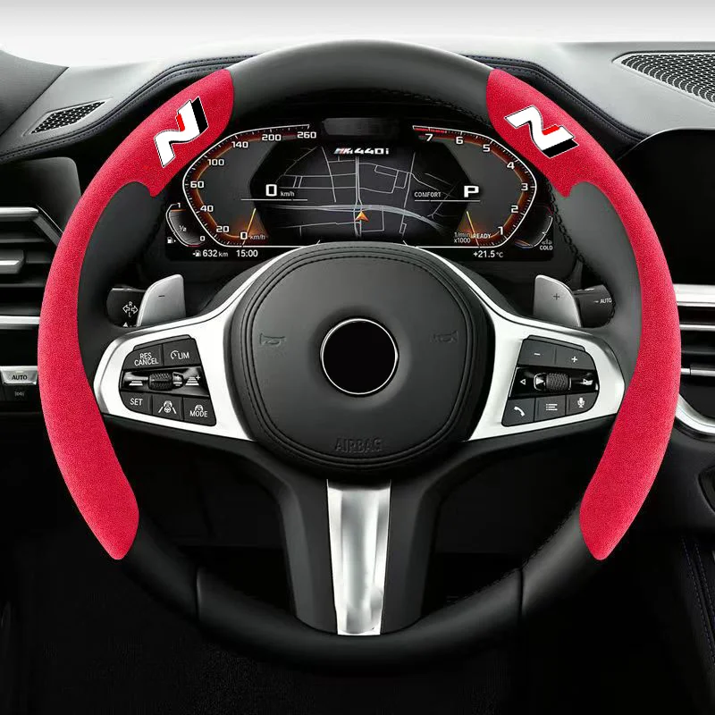 Car Steering Wheel Cover black suede leather for N nline tucson kona sonata veloster i30 i20 Car Steering Wheel Cover