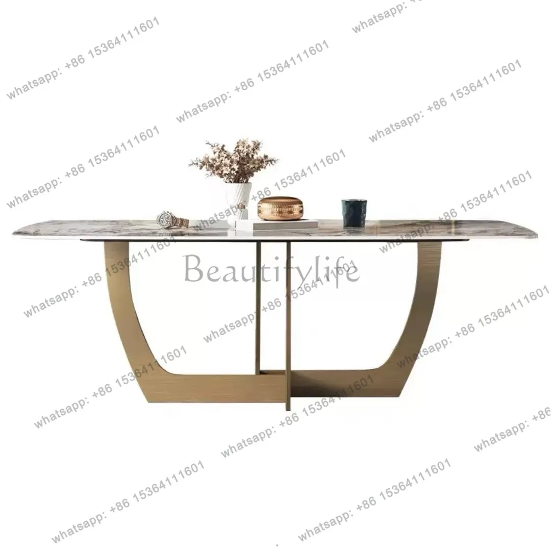 Light luxury Pandora bright rock slab dining table modern simple home