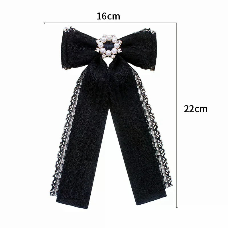 بروش ربطة عنق دانتيل كاميليا سوداء للنساء مع لؤلؤ حجر الراين لياقة القميص، مثالي كربطة عنق لحفلات الزفاف والحفلات