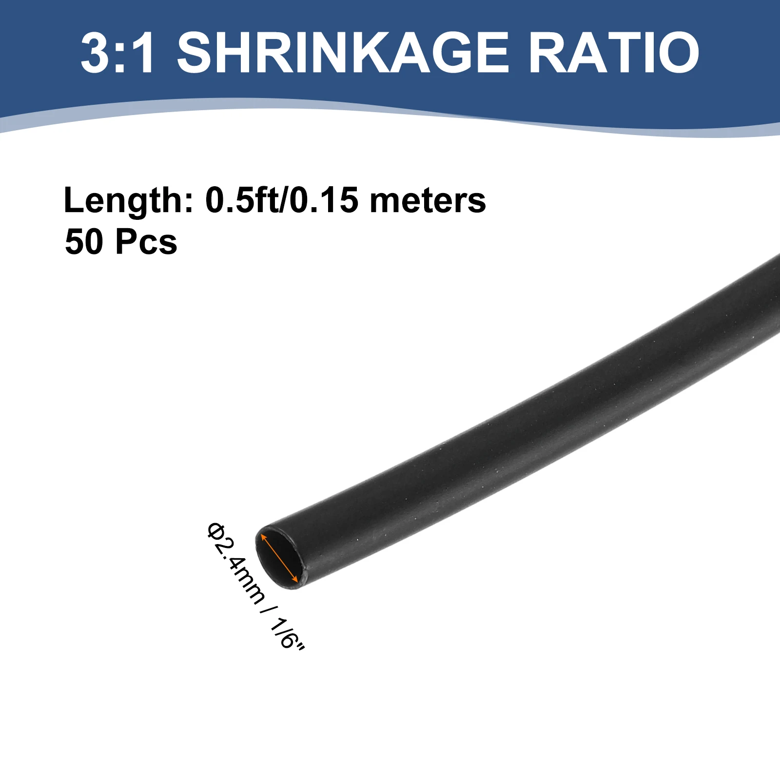 25/50Pcs 2.4-7.9mm Heat Shrink Tubing Waterproof 3:1 Dual Wall Marine Adhesive Lined Industrial Heat Shrink Tube Wiring Wrap15cm