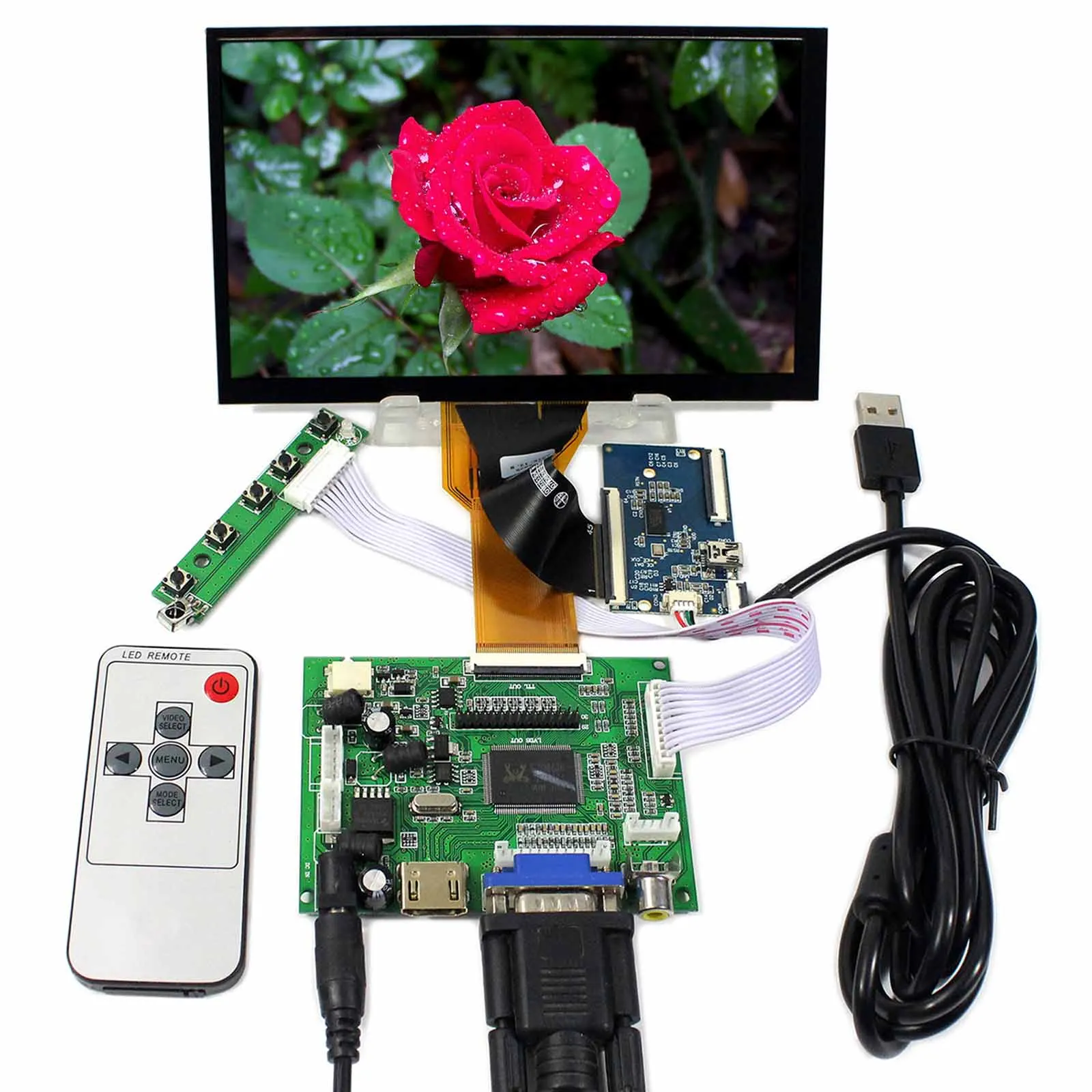 

H DMI VGA 2AV LCD Controller Board With 7inch AT070TN93 800x480 LCD With Capacitive Touch