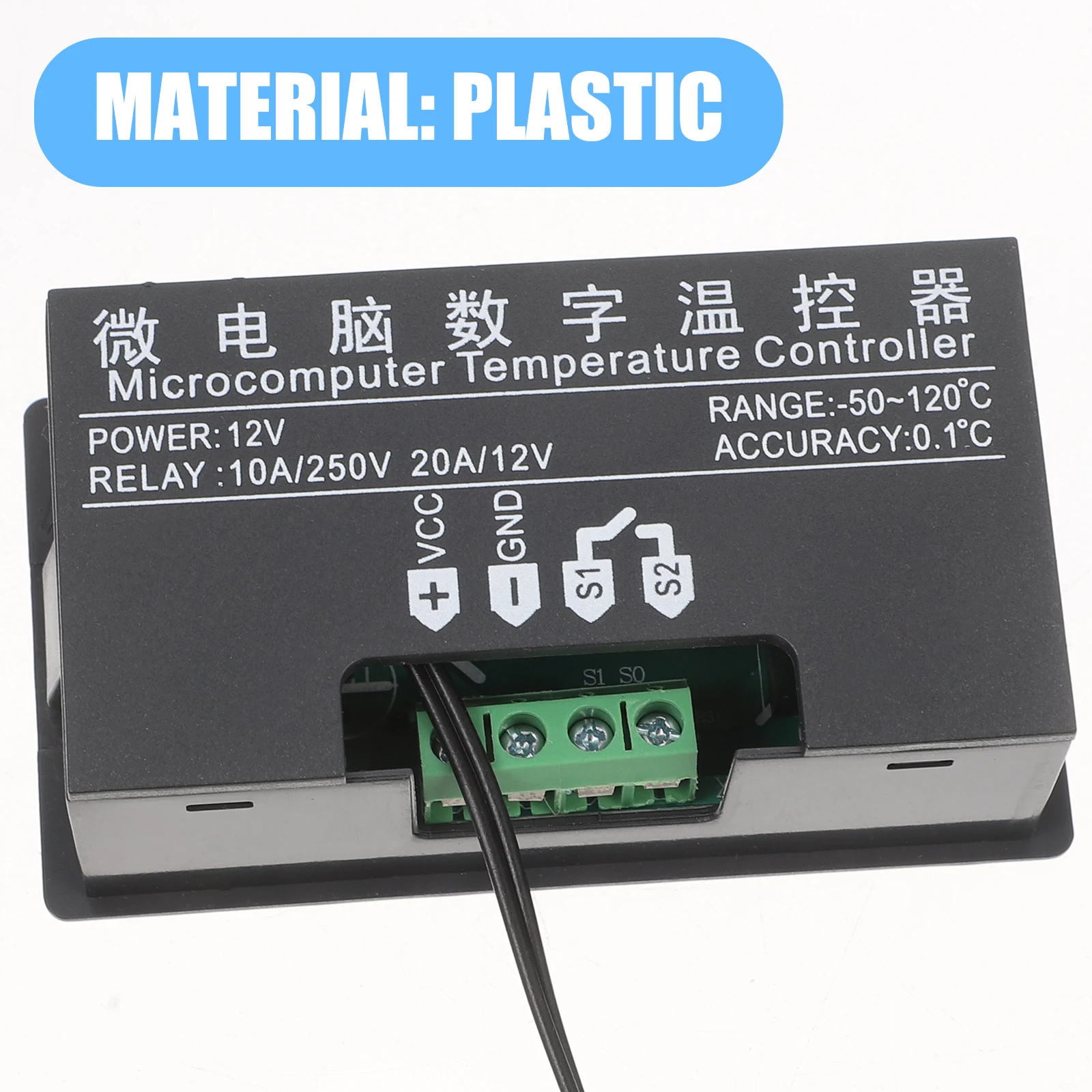 

12 V Temperature Controller Compact Office Store Household Black Digital Simple
