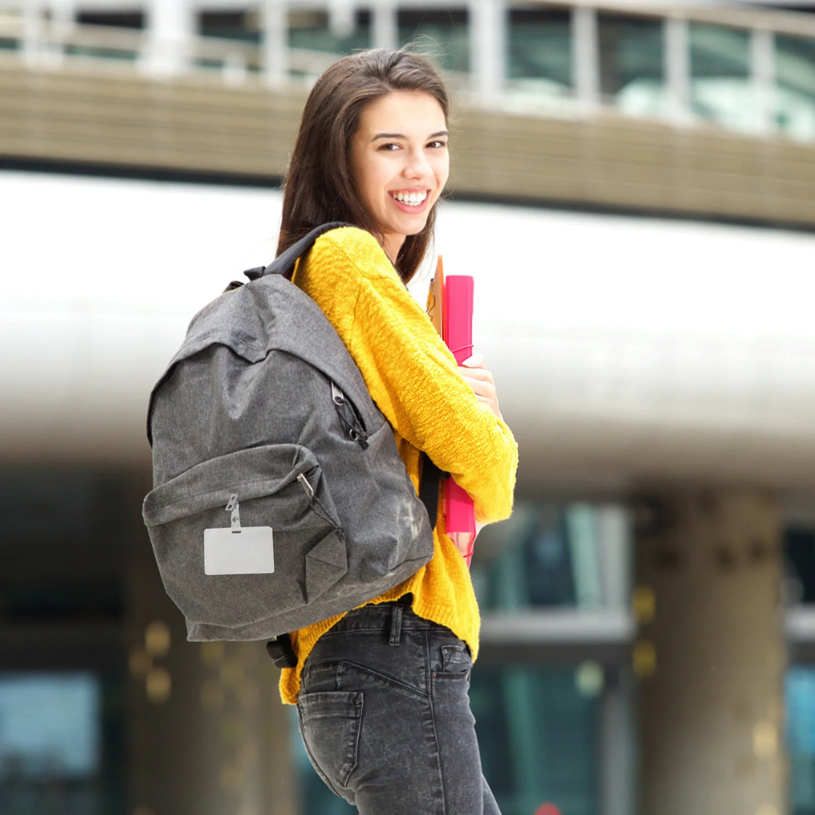 

120Pcs Vertical Badge Holder Double Hole Metal Clips Clear PVC Strap Id Card Clip Plastic Name Tag Holder Work Use